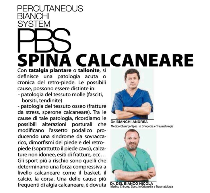 Articolo sul Corriere Adriatico che tratta di spina calcaneare